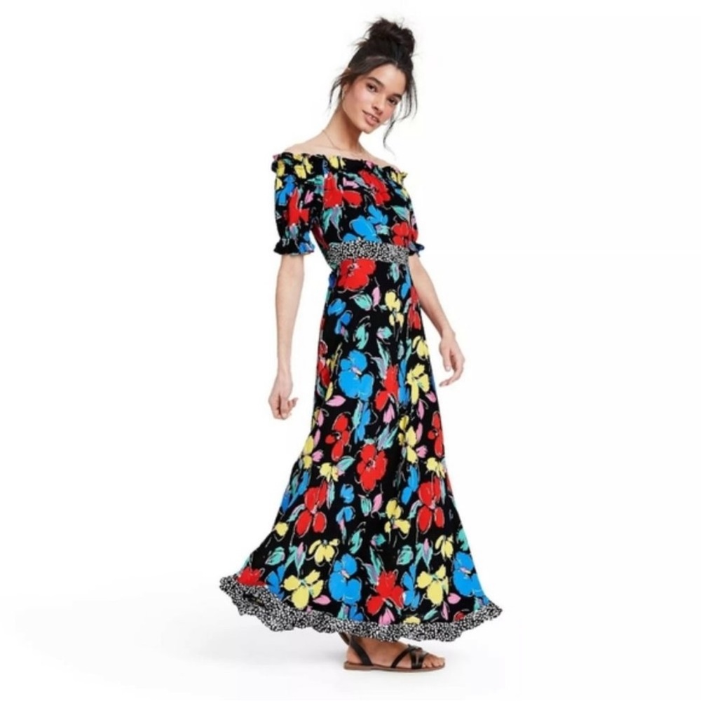 Rixo for Target- Black abstract floral maxi dress